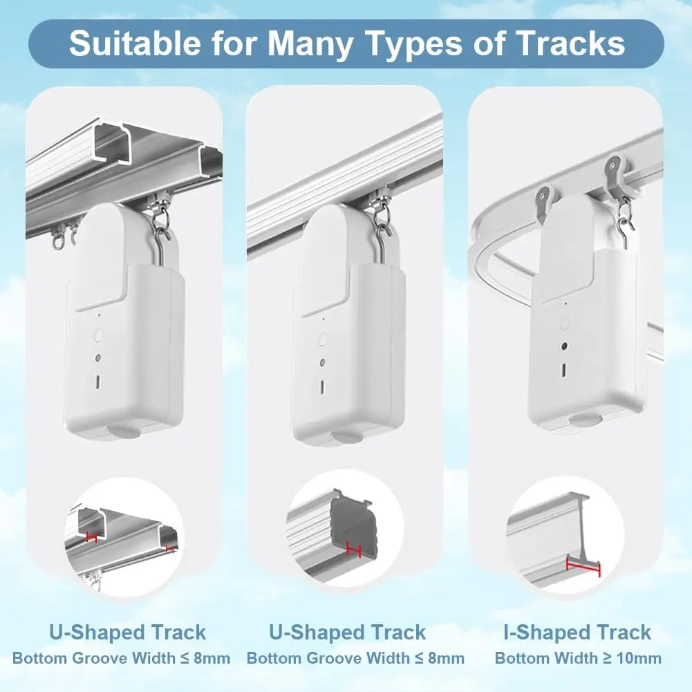 Automatic Wireless Smart Curtain Motor Set Bluetooth Control for Office or Bedroom Supports Many Tracks Types
