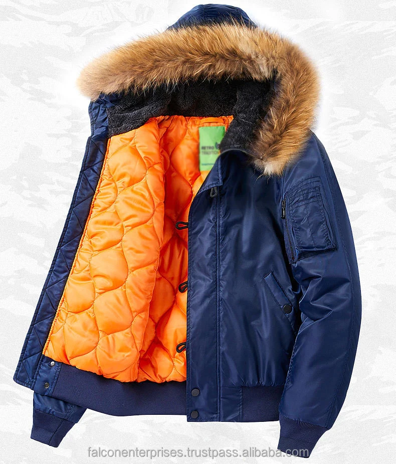 Brand Men Fur Hooded Windbreaker Parka Male Outerwear Jackets MA1 Bomber Jackets Winter Cotton Padded Coats