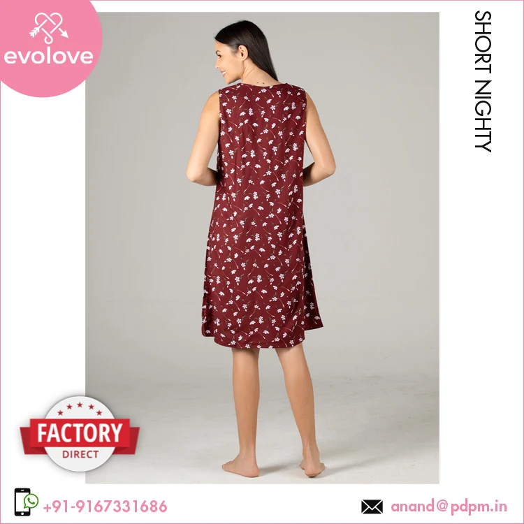 Wide Product Range of 100% Cotton Made Short Nighty Sleepwear Long T-shirt Nightshirt for Ladies for Bulk Buyers