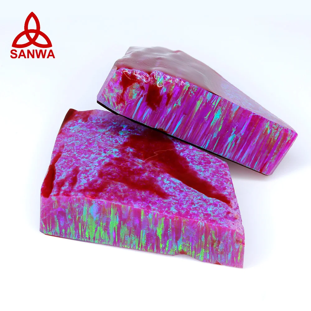 Direct Wholesale Price Japanese Bello Opal Rough OP23 Red Pink Raw Material for Cutting Stone Bead, Cabochon, Double Flat