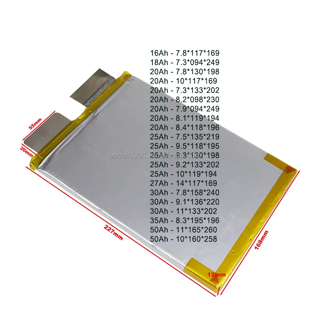 Soft-pack Lifepo4 Battery 3.2v 16Ah 18Ah 20Ah 25Ah 30Ah 35Ah 50Ah  Lithium Ion Battery Cells Pouch Cell Rechargeable Battery