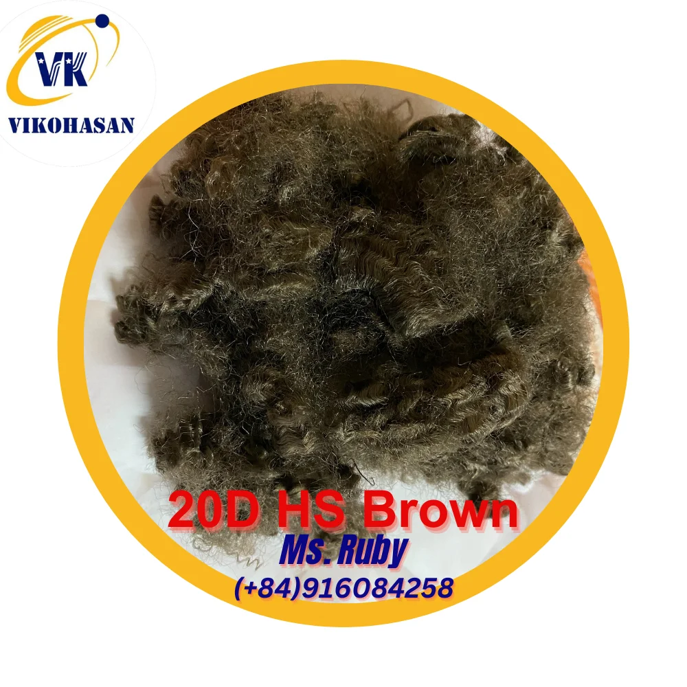 Recycled Fiber 15D HS Brown Recycled Staple Fiber Use for Concrete Spinning Sofa Quilt Toy Pillows Car Floor Mat Carpets