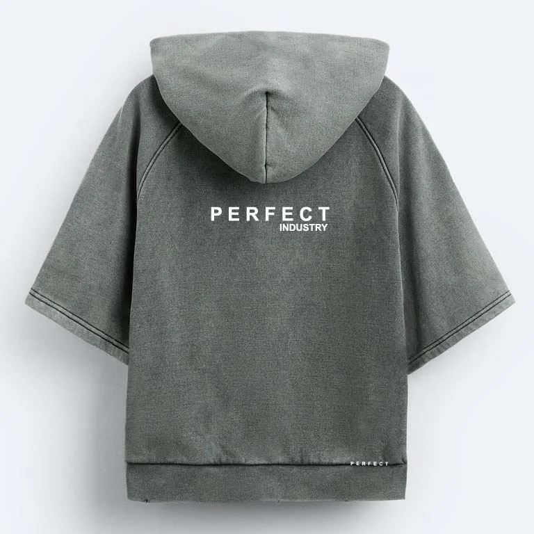 2024 washed effect hoodie short sleeve Oversized Drop Shoulder acid wash sweatshirt Unisex hoodies custom logo men women hoodies