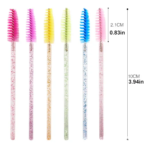 50pcs/pack Wholesale Disposable Glitter handle Eyelash Extensions Mascara Wands Spoolie Brush Eyebrow Makeup Applicator Brush