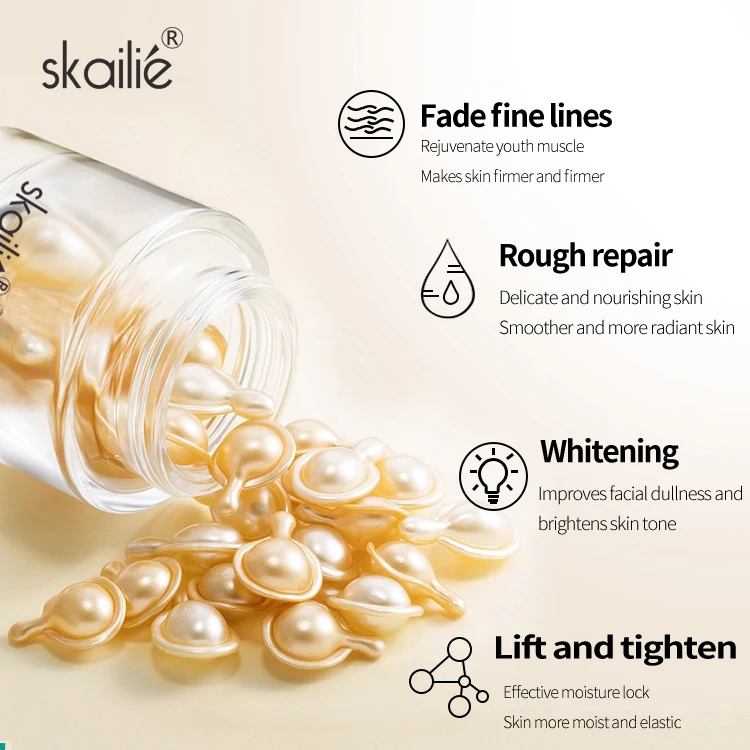 Wholesale Private Label Face Care Portable Whitening Anti-Aging Skin Care Hyaluronic Acid Vitamin C Serum Capsules