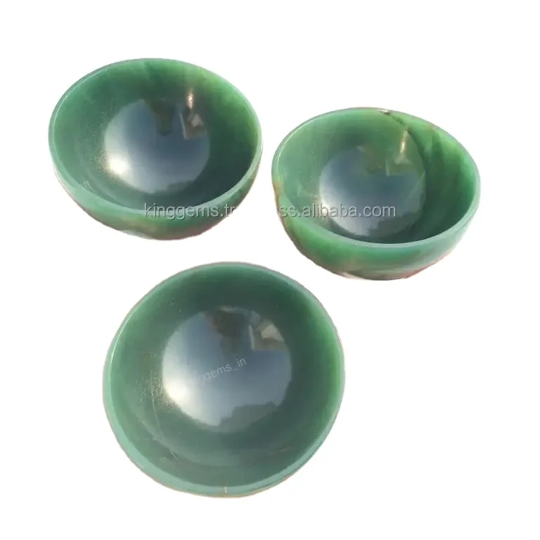 natural High quality crystal green jade bowl Gemstone Green Jade 3 Inch decorative Bowls Wholesale Gemstone Bowls healing bolwls