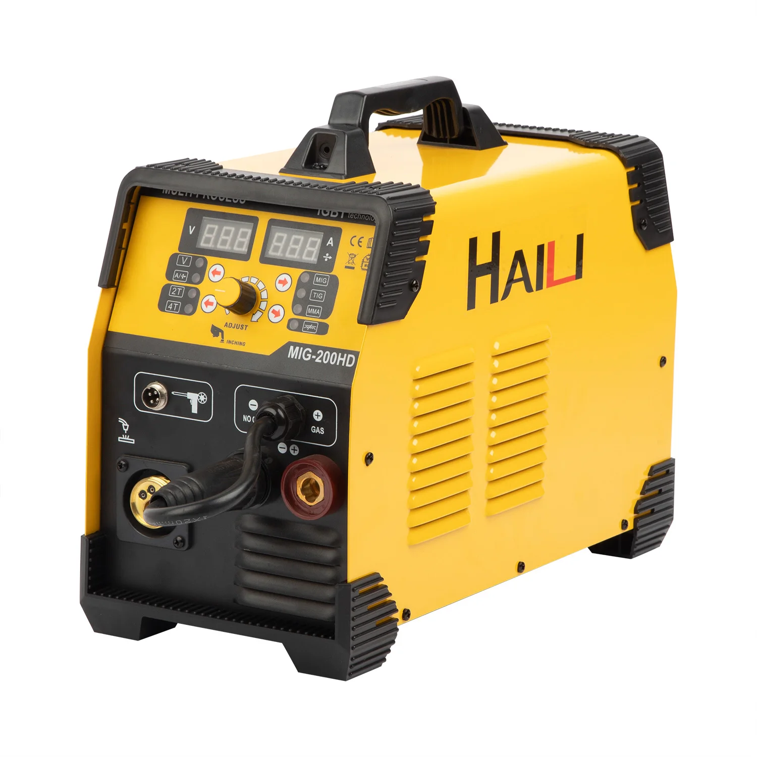 Портативный 220 Ампер 200 В инвертор IGBT DC MIG/MMA/LIFT-TIG 3 в 1 MIG-200HD сварочного аппарата