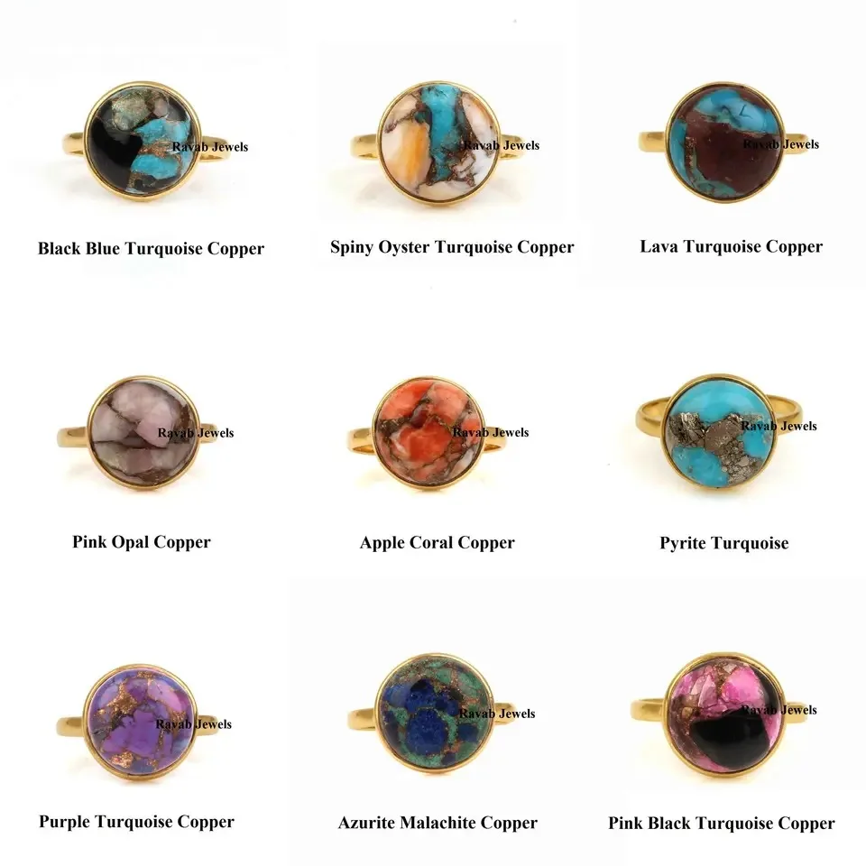 Best Selling New Design 10mm Natural Peach Moonstone Bezel 18k Gold Plated Sterling Silver Round Dainty Gemstone Ring For Women