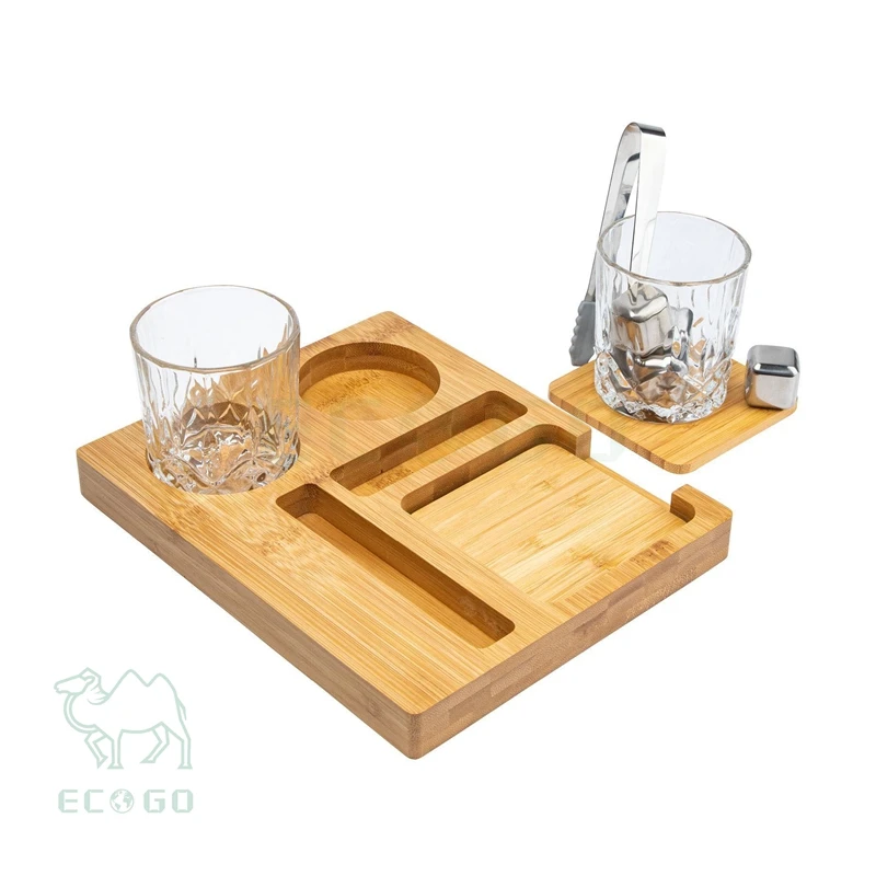 Bamboo Wooden 10-Piece Whiskey Set, Perfect Gift for Boyfriend, Whiskey Rocks for Perfect Drink