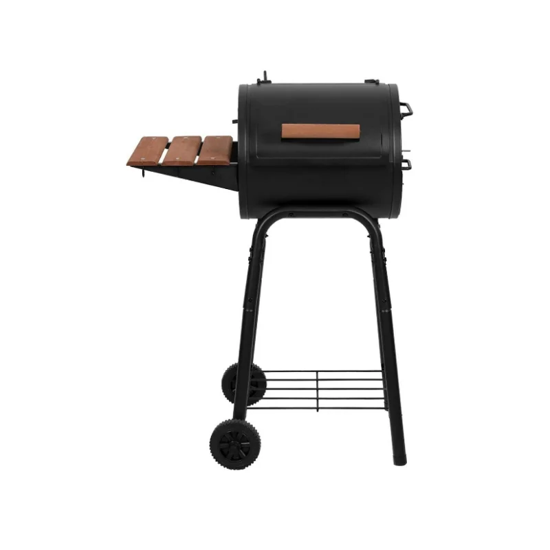NEW PRODUCT Patio Pro Charcoal Grill, Model E1515 Compact Grill with Cast Iron Grates and Premium Wood Shelf