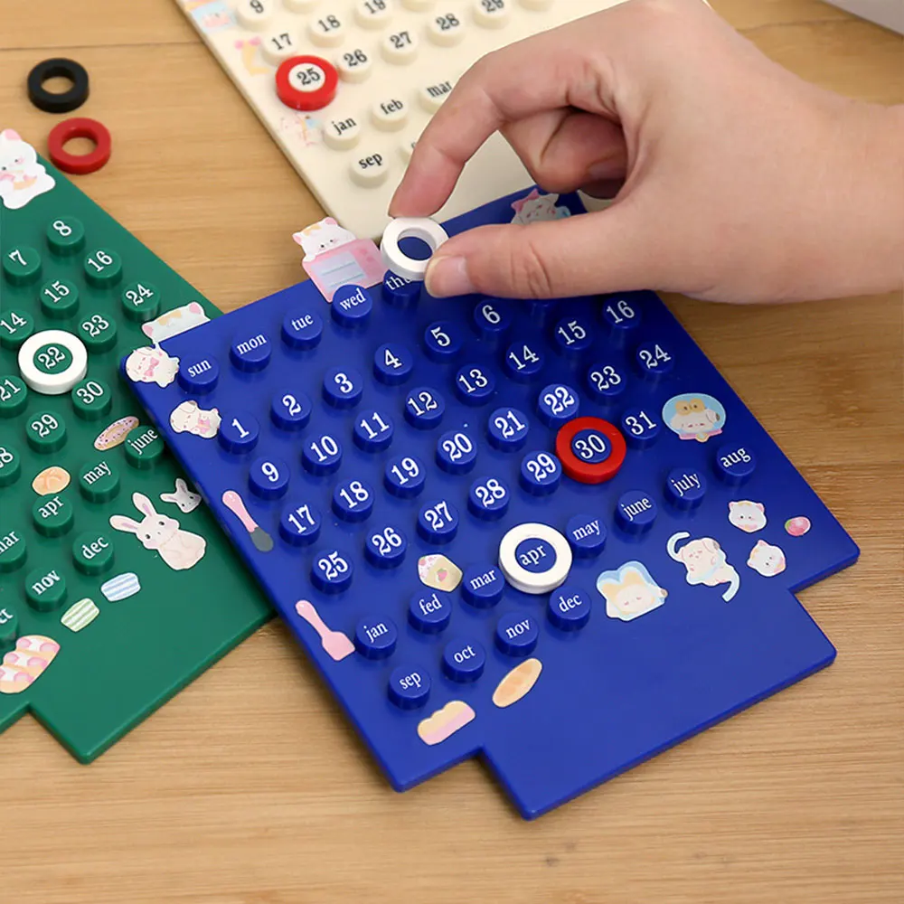 2025 Creative Desk Decoration Ring Acrylic Perpetual Calendar Diy Ring Wood Calendar For Gift