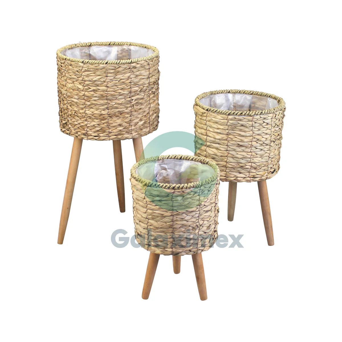 Set of 2 natural bamboo planter pots with removable legs for easy shipping apply for indoor or outdoor home garden