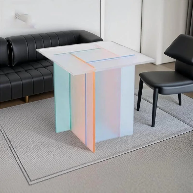 Factory Wholesale Price Modern Clear Acrylic Unique Side Table Furniture Colorful Plexiglass Pink Onyx Plinth Side End Table