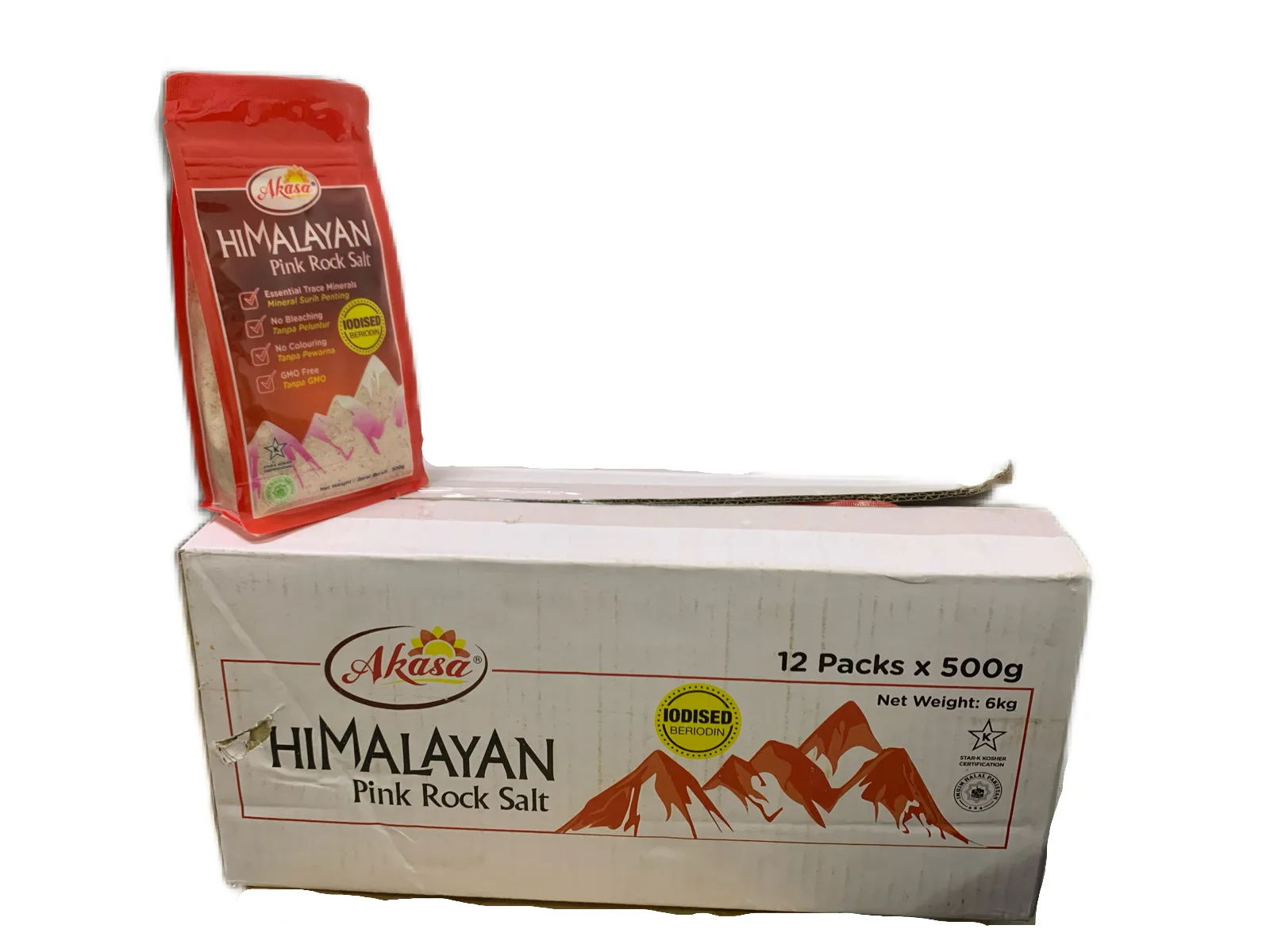 Akasa himalayan pink rock salt 500g  Odourless Crystalline medium pink wholesale himalayan salt