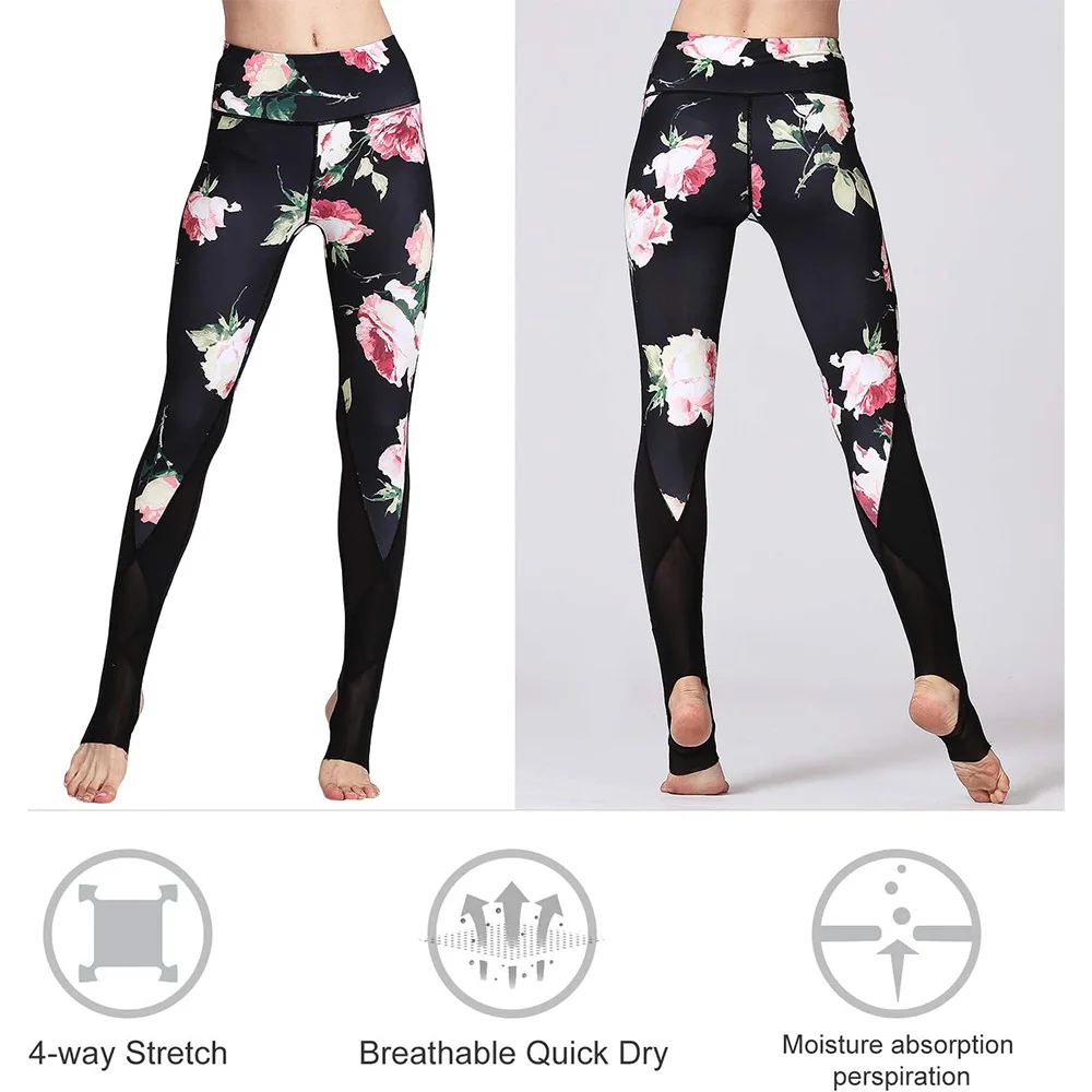 Sublimated Stirrup Compression Leggings, Stylish and Functional Activewear Crossover Waist Leggings for Workout