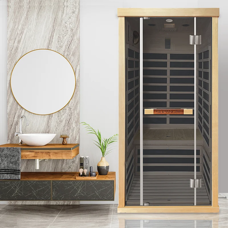 Classic Fashion Sauna 3-4 Person Sauna Room Wood hemlock  Infrared Sauna With Seven-color lamp