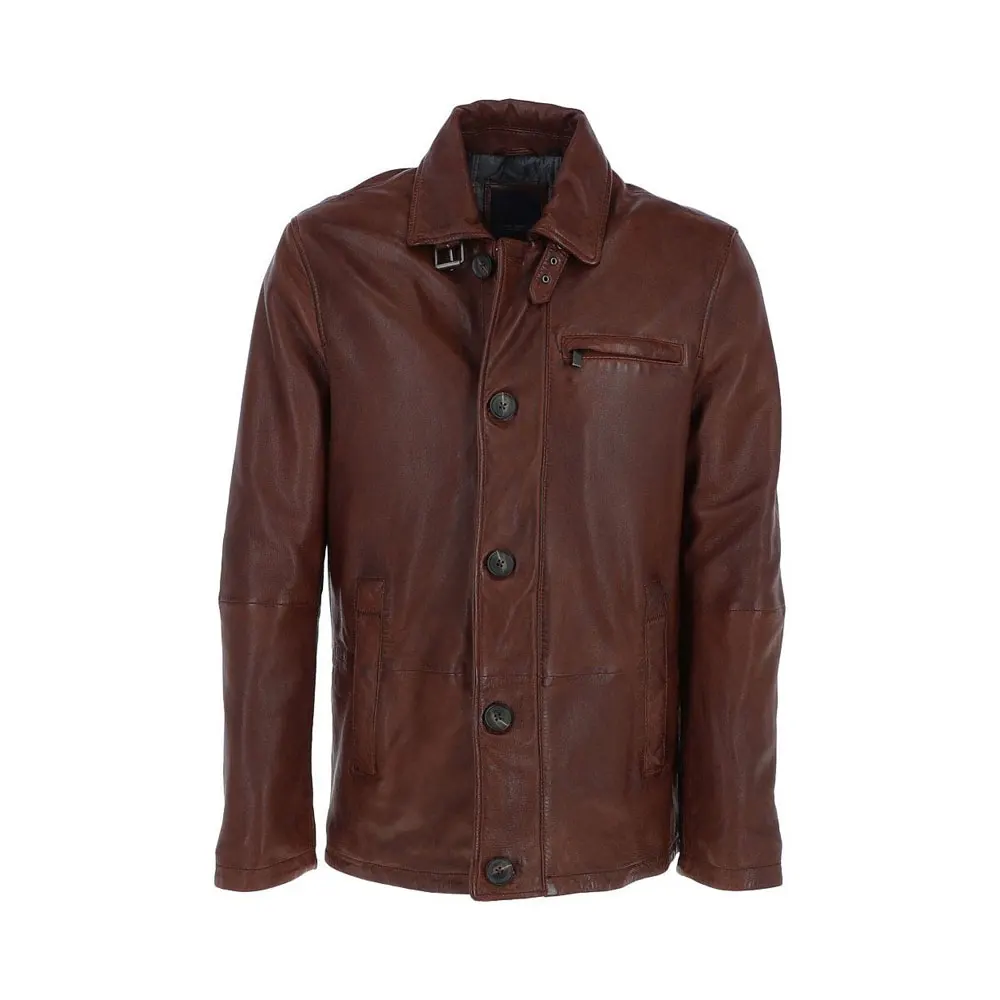 Premium Mens Leather Jacket in Red Brown Stylish Outerwear for a Distinguished Look Mens leather jacket