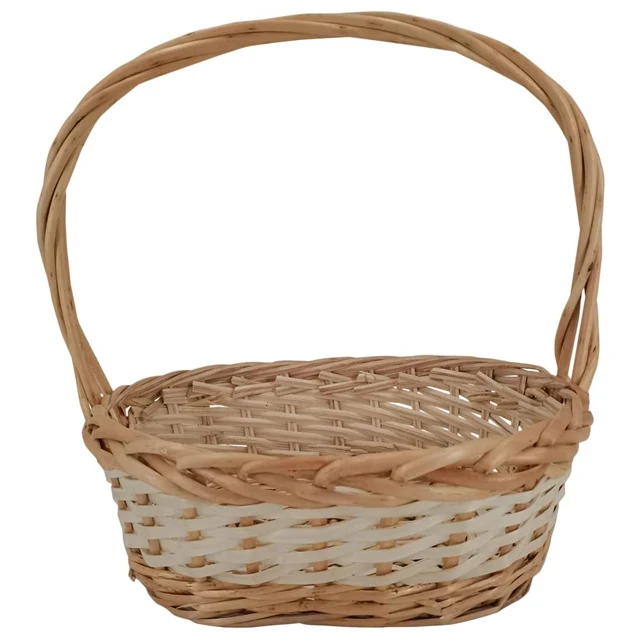 New Stock Rattan Hanging Box with Flower Ribbon Gift Woven Storage Bins Wedding Decoration Flower Girl Wicker Basket