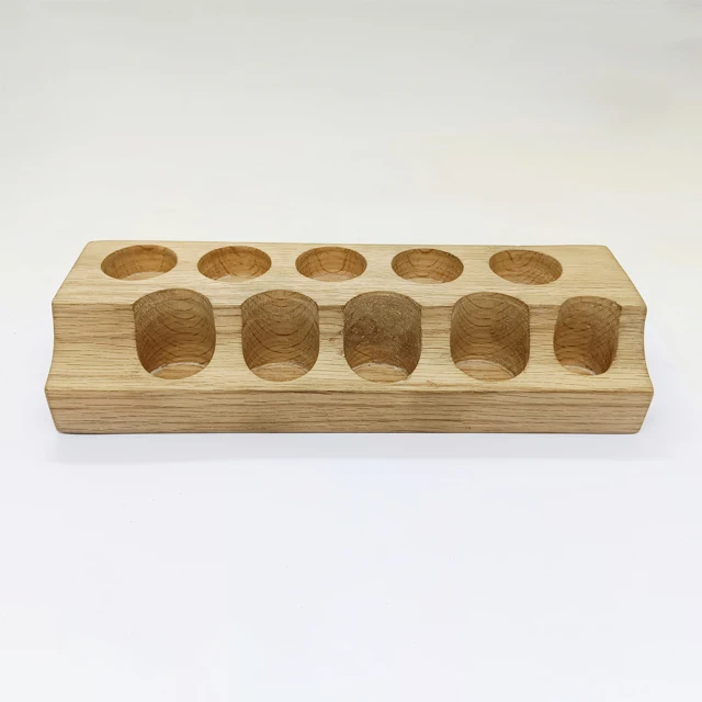 10 Hole Essential Oil Bottle Display Stand Pine Wood Stand Essential Oil Glass Bottle Storage Rack Manufacturer