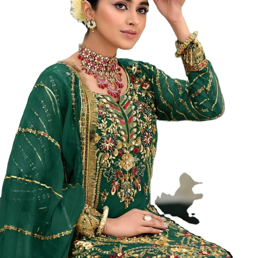 Indian Ethnic Wear Fancy Net with Embroidery Work Salwar Kameez Suit for Women