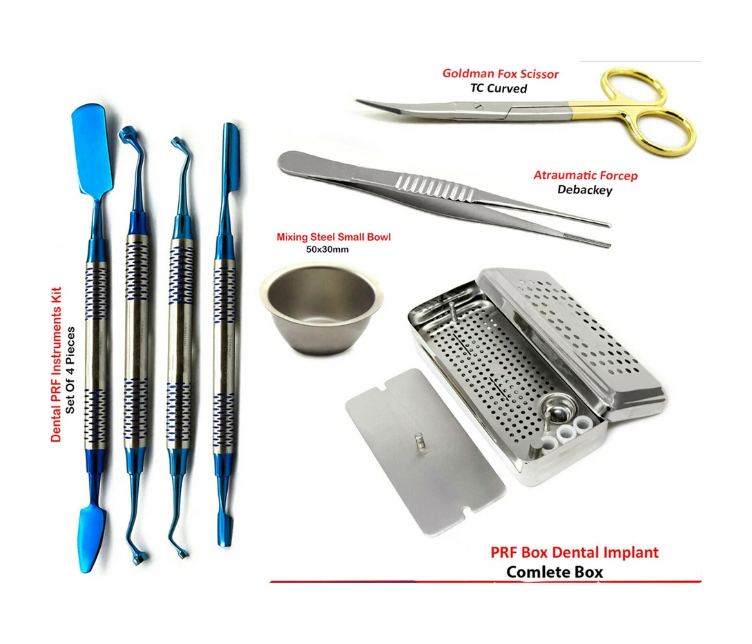 Dental PRF Box & PRF Instruments Set GRF System Platelet Rich Fibrin Set Implant Surgery Membrane Kit Steel Box With Instruments