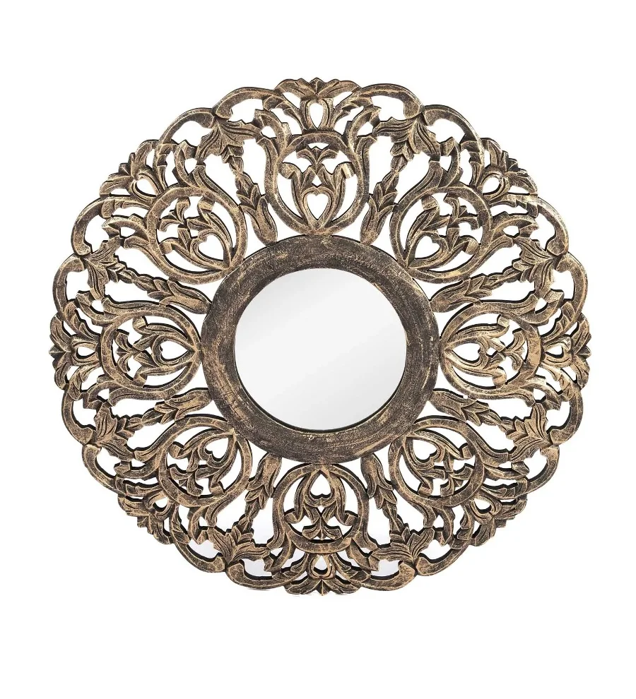 Modern Yellow Mango Wood Dream Decorative Mirror Glass Design with Contemporary Style Dream Decorative Wall Mirror