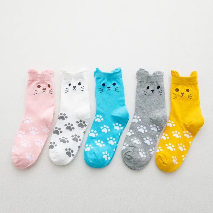 Unique design women colorful  crew cute cats socks novelty socks lady fashion socks for women