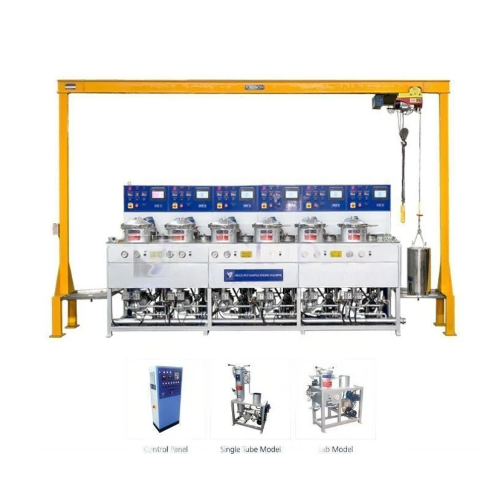 Indian Multi-Pot Sample Dyeing Machine Turbo Pump For Liquor Circulation (In-Out & Out-In) With Inverter Drive For Varying Speed