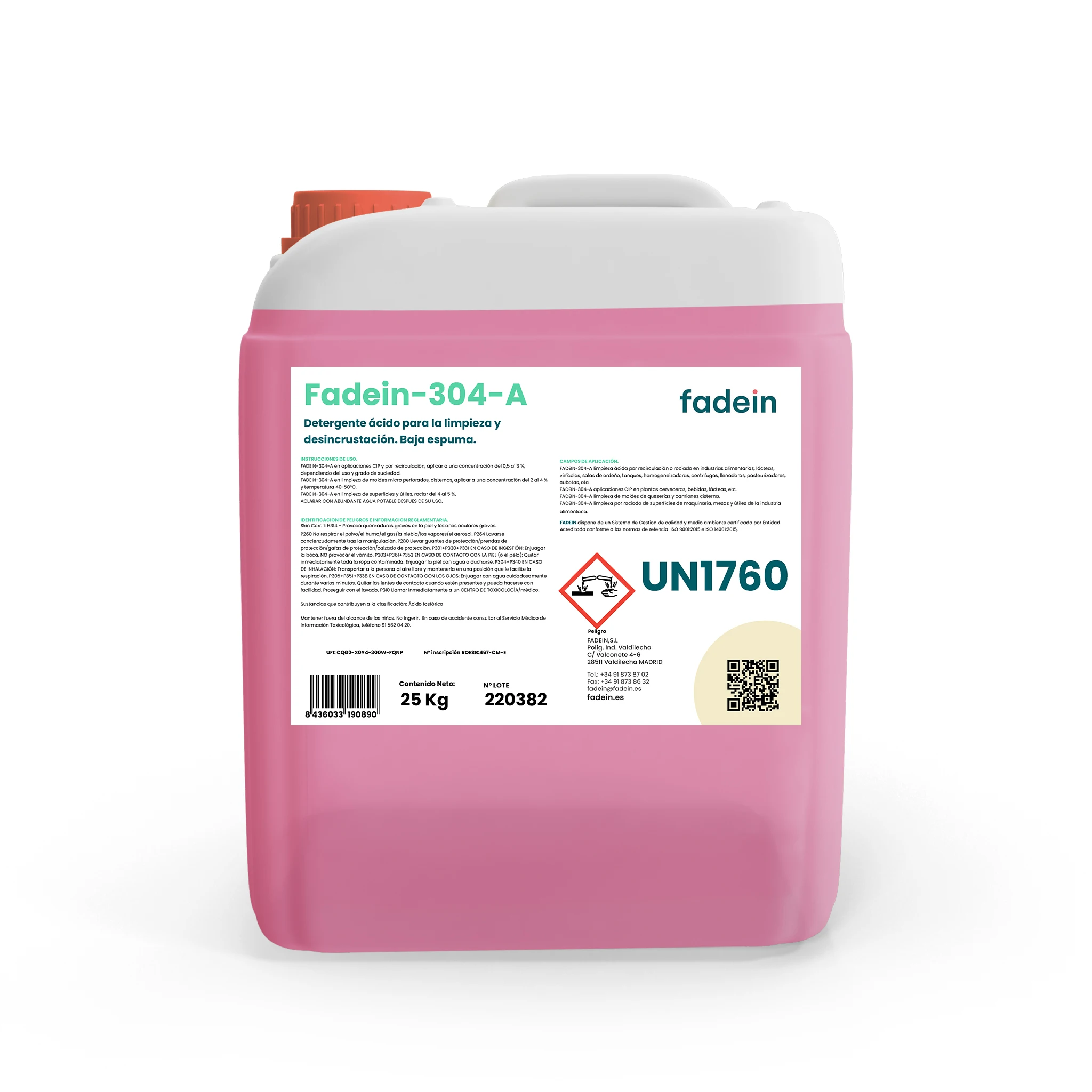 High Efficiency Sprayable Water-Soluble Acid Detergent for Low Foaming Cleaning and Descaling