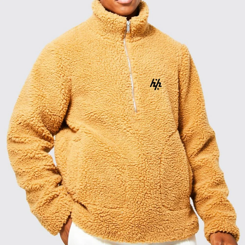 Wholesale Customized OEM Pullover Teddy Sweatshirt New Quick Dry Quarter Zip Teddy Fur Unisex Sweatshirt By Huzaifa Products