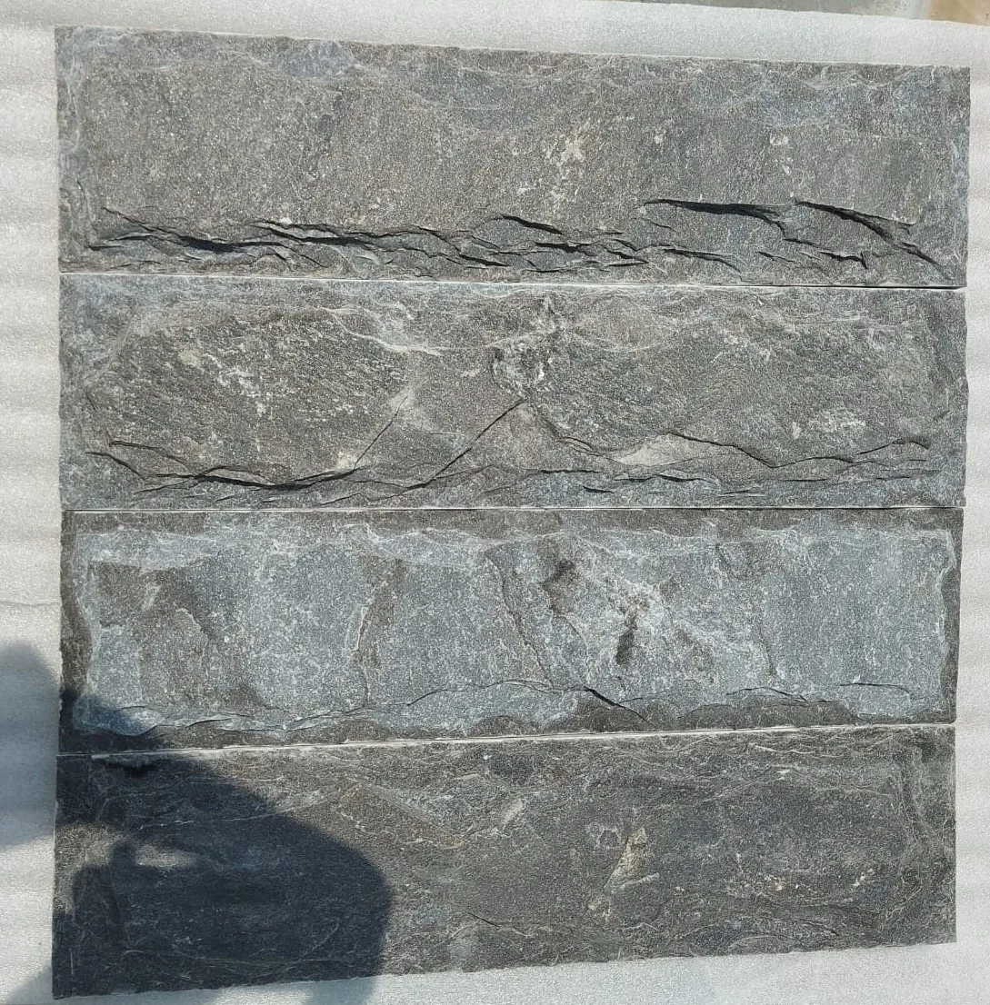 Indian Monsoon Black Sandstone Outdoor Exterior Rockface Natural Split Decorative Facade Stone Wall Cladding Mushroom Finish