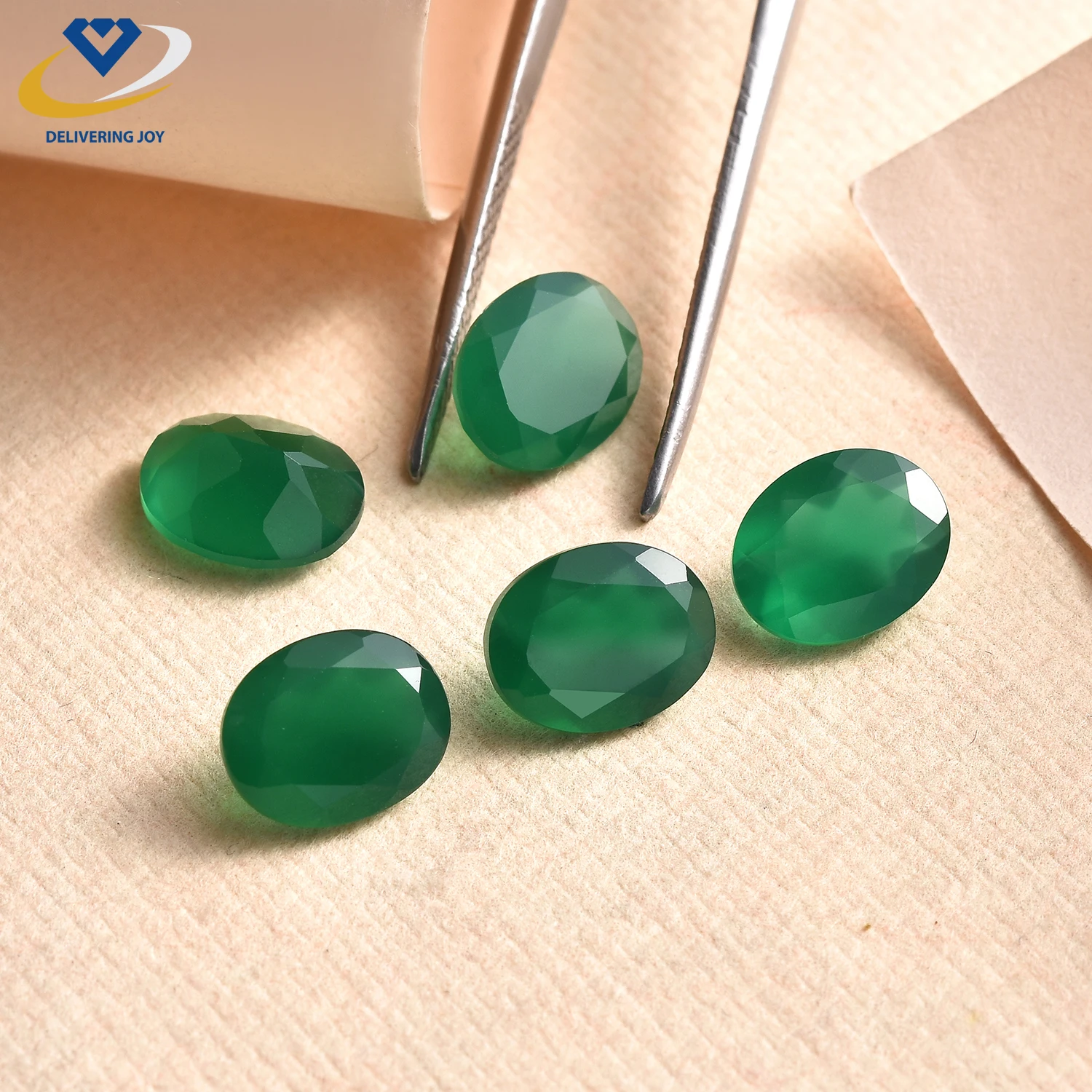 AAA Quality Natural Green Onyx Gemstone 10x8mm Faceted Oval Loose Gemstone Wholesale Factory Price from Manufacturer