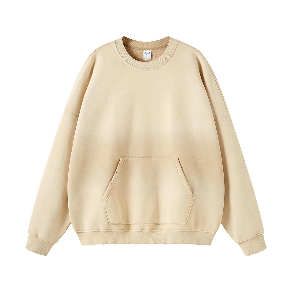 Supplier Drop Shoulder Custom Logo Color Acid Wash Vintage Washed Crewneck Sweatshirt