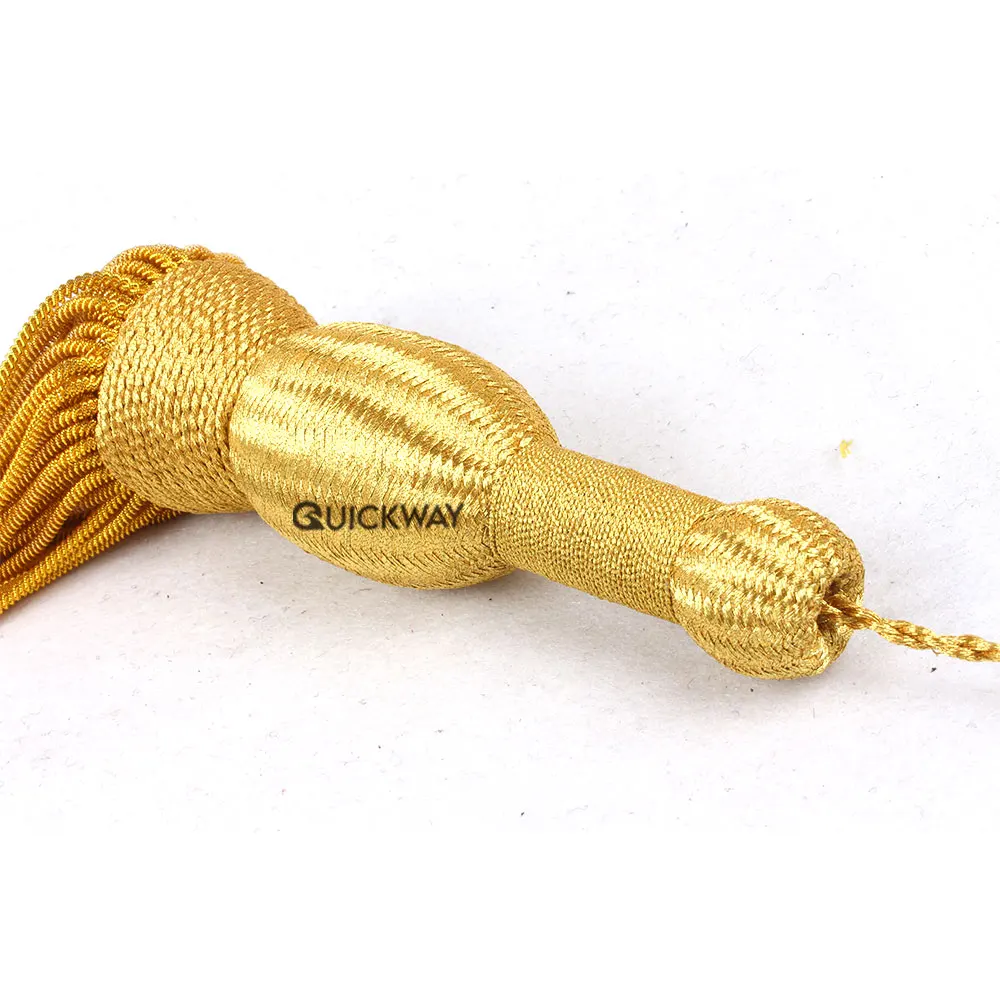 Custom Corded Lace Sewing Flat Round Wholesale Bugle cord with tassel Quality Metallic Gold Borlas Bolitas Tassels