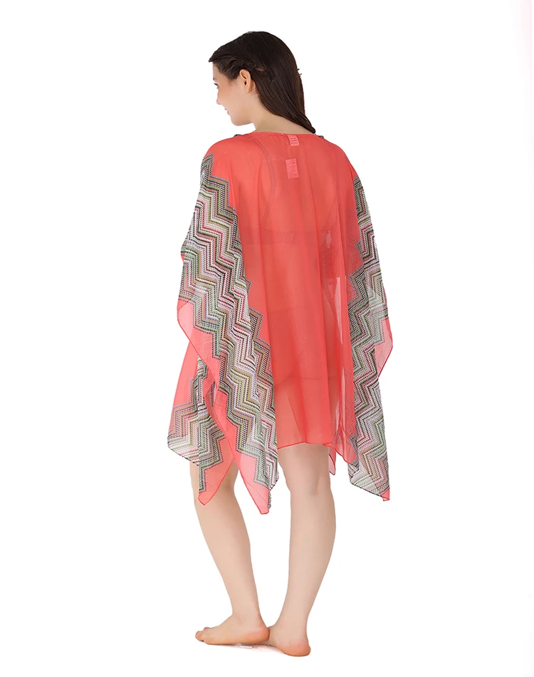 2022 модный многофункциональный пляжный купальный костюм женский однотонный шифоновый полиэстер с V-образным вырезом бюстгальтер большого размера принтом