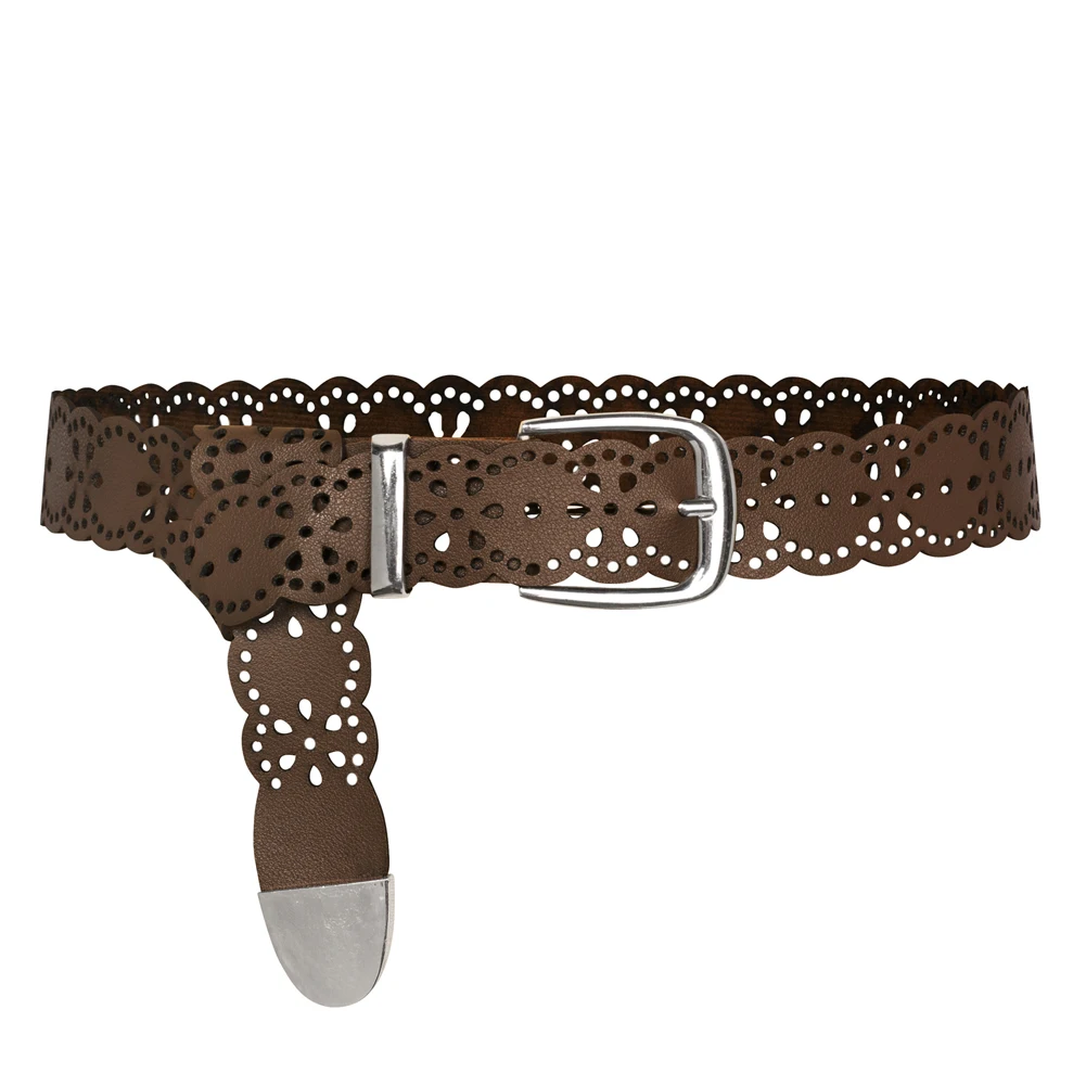 OEM Renaissance Burnt-Out Waist Custom Belt Classic Buckle Pu Leather Belts For Women