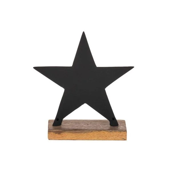 Hot Selling Mango Wooden Base  With Black Color Star On Top Foe Table Top With Metal Body With Sizes  7.2 Inches