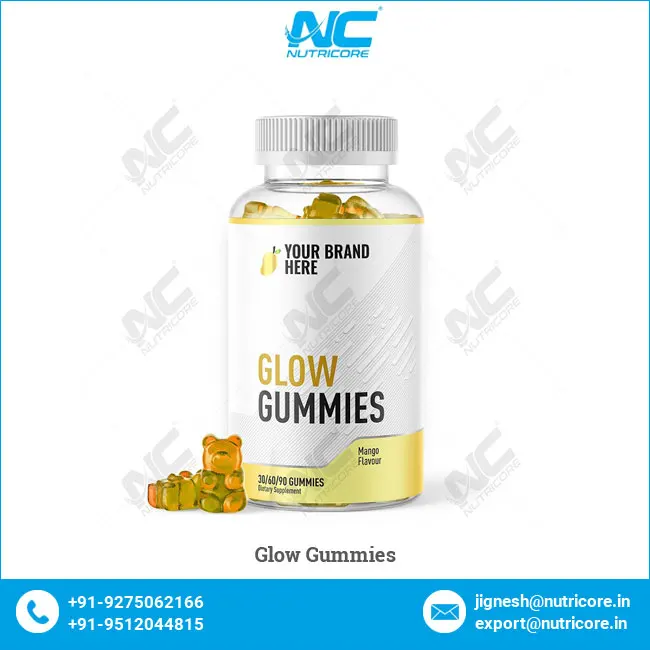 High Quality Top Selling Custom Label Healthcare Supplement Glow Gummies from Trusted Indian Supplier