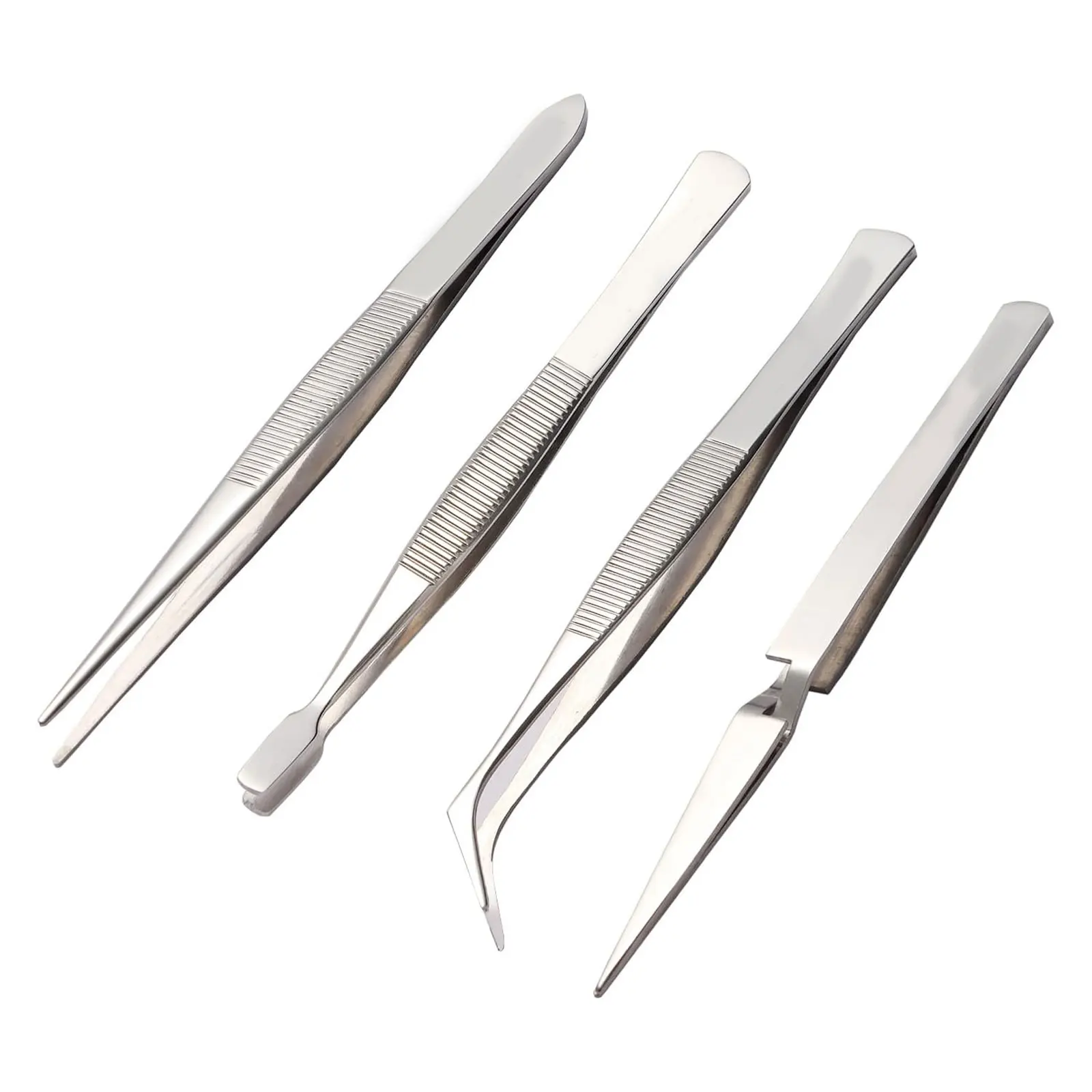 Precision Craft Tweezers Stainless Steel Tweezer Set 4 Piece Professional Jewelry Making Crafting Beadwork
