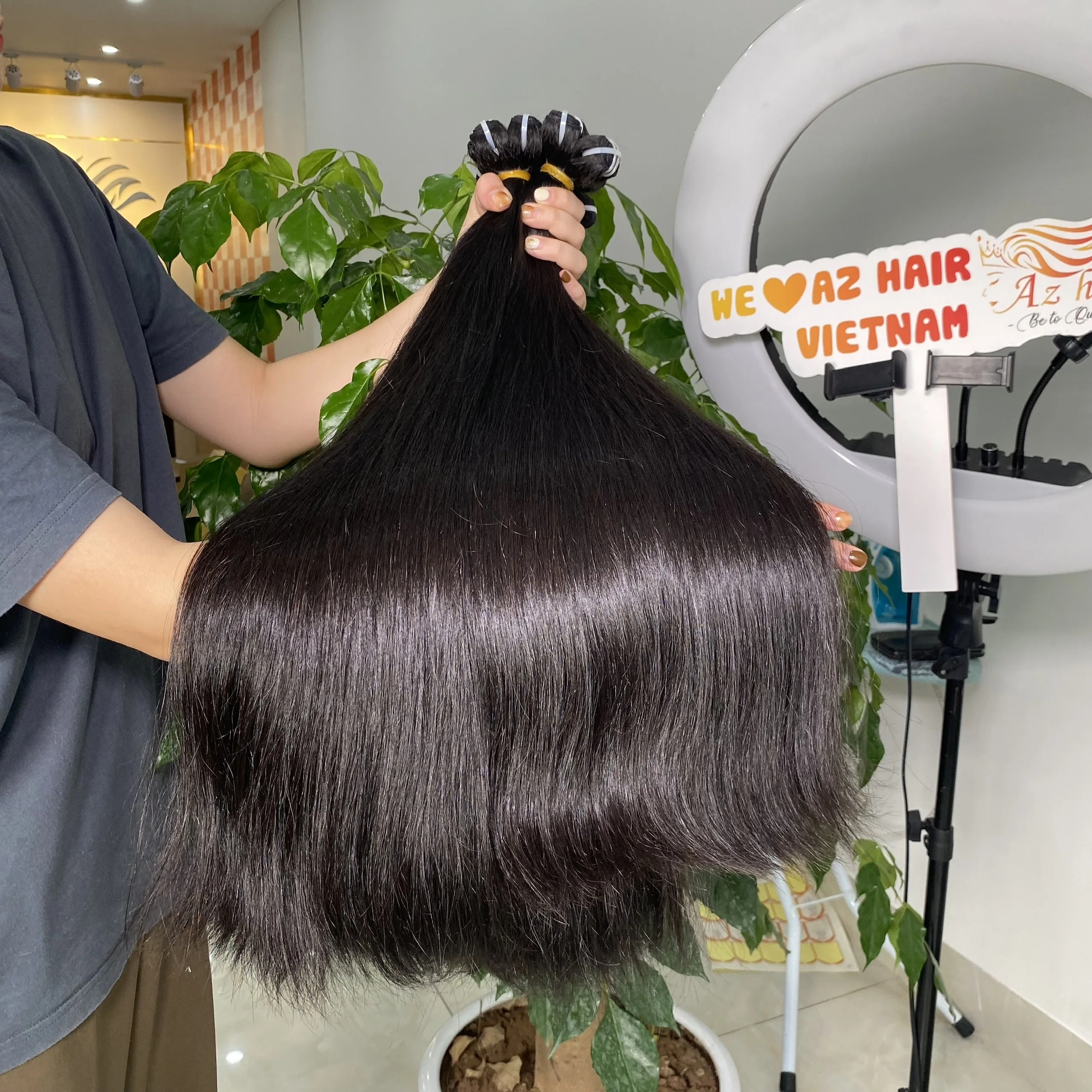 Black Bone Straight Weft Hair Raw Virgin Remy 100% Human Vietnamese Hair And Frontal Bone Straight