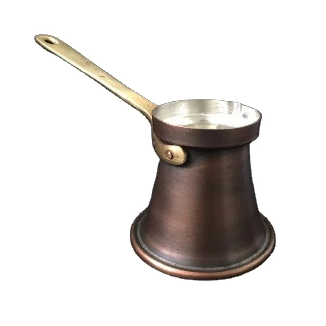 Turkish coffee pot gift tea and coffee maker with brass handle copper coffee pot - 190 ml / 6 Oz