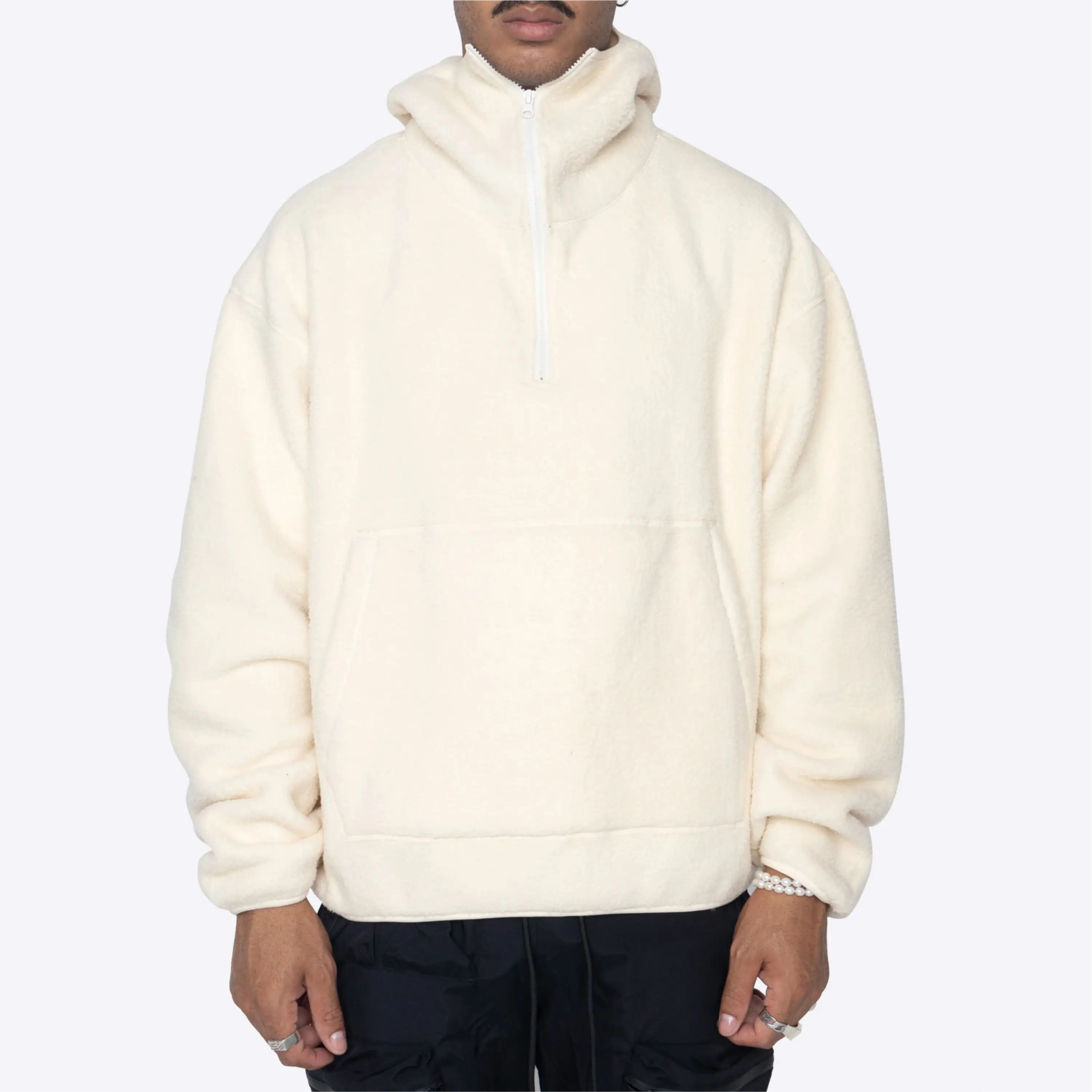 Unisex Custom Designed Fleece Sherpa Fur Lined Hoodie Wholesale Warm Fluffy Hooded Sweatshirt Men Winter Heavy Hoodie Embroidery