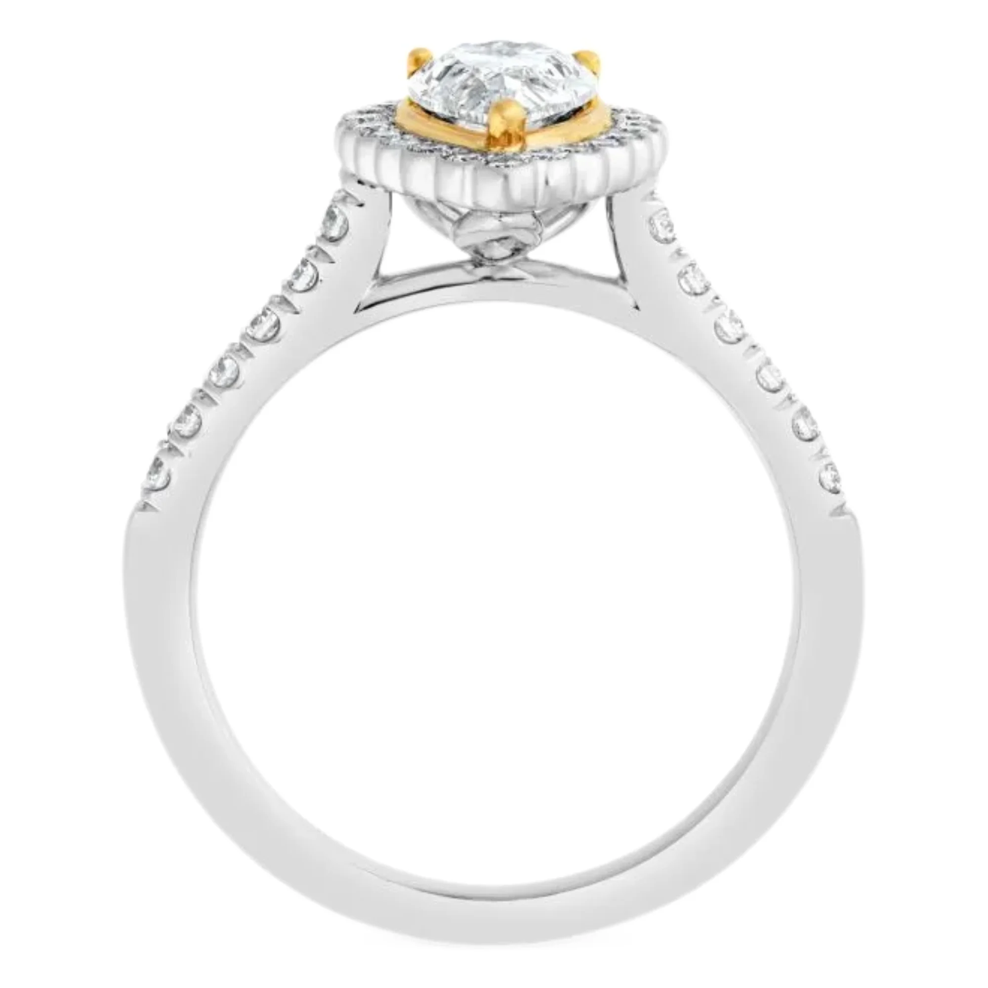 Pear Shape Halo Engagement 14K White Gold Engagement Ring With High And Premium Quality Product Made India