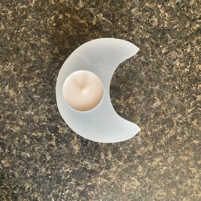selenite candle holder
