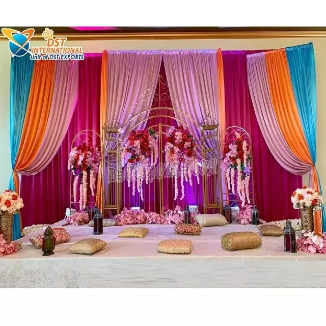 Western Wedding Golden Metal Arches Panels Special Wedding Stage Metal Gate Back Frame Stunning Wedding Floral Metal Gate