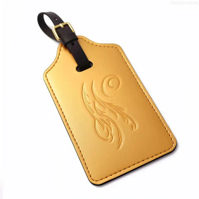trip airport flight travel gifts custom logo embossed PU vegan leather luggage travel tag