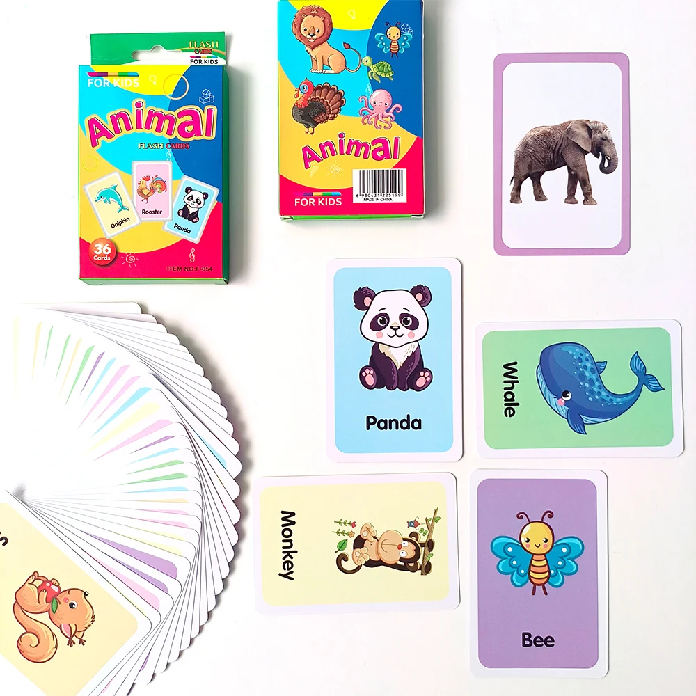 Flash cards for kids educational montessori educational toys animal baby games flash cards/cognitive cards