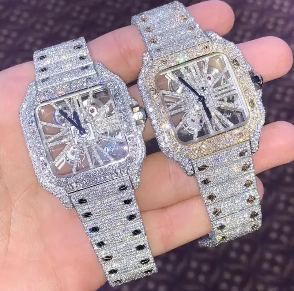 Luxurious Lab grown diamonds fully iced out chronograph hip hop watch for men featuring with stainless steel and vvs clarity