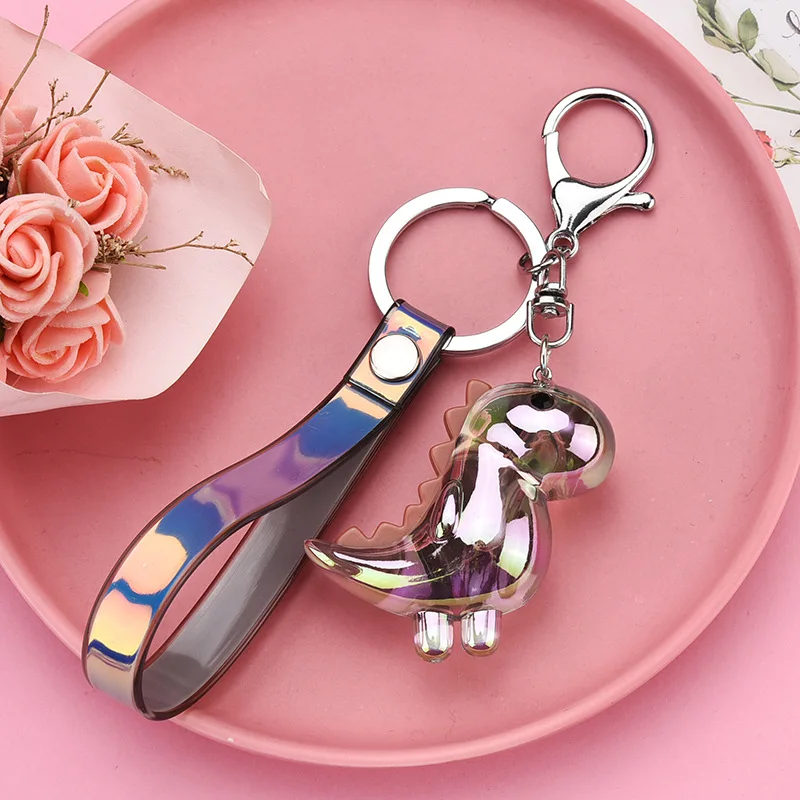 New Acrylic Dinosaur Doll Keychain Cute Animal Charm Key Chains Creative Car Bag Pendant Keyring