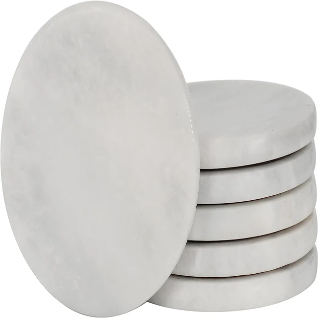 Best Seller White Marble and Wood Coaster set in Round Square Hexagon Durable Coffee Tea Coasters for Sale